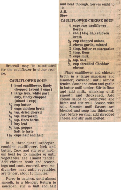 Homemade Cauliflower Soup Recipes