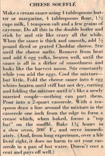 Recipe Clipping For Cheese Souffle