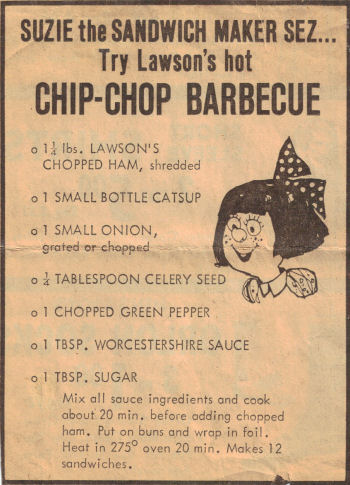 Vintage Chip-Chop Barbecue Recipe Clipping