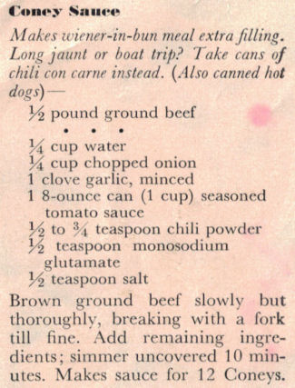 Recipe Clipping For Homemade Coney Sauce