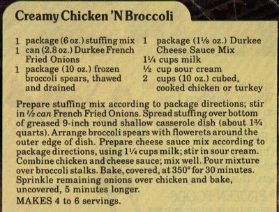 Recipe Clipping For Creamy Chicken 'N Broccoli Casserole