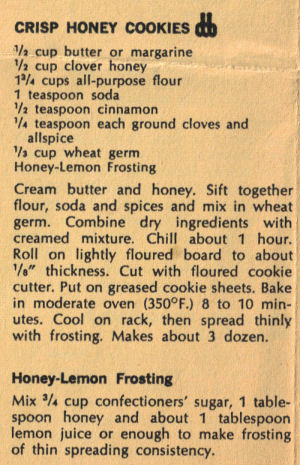 Recipe Clipping For Crisp Honey Cookies