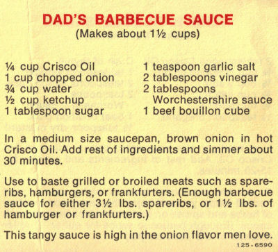 Recipe Clipping For Dad's Barbecue Sauce