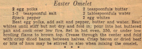 Easter Omelet Recipe Clipping