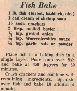 Recipe Clipping For Fish Bake