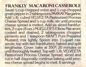 Recipe Clipping For Frankly Macaroni Casserole