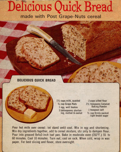 Second Vintage Grape-Nuts Bread Recipe Clipping