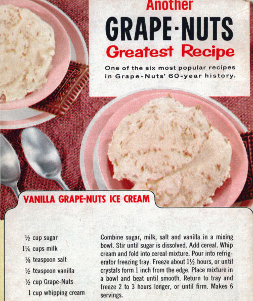 Clipping For Vanilla Grape-Nuts Ice Cream Recipe