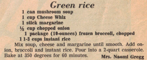 Recipe Clipping For Green Rice