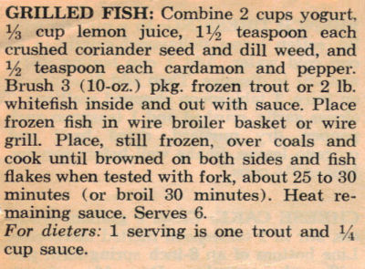 Recipe Clipping For Grilled Fish