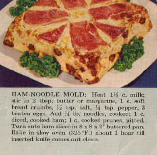 Vintage Recipe Clipping For Ham-Noodle Mold