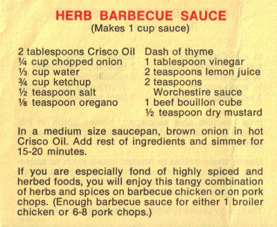Recipe Clipping For herb Barbecue Sauce