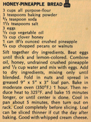 Recipe Clipping For Honey-Pineapple Bread
