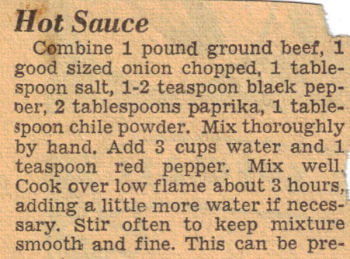 Vintage Recipe Clipping For Hot Sauce