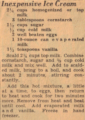 Vintage Ice Cream Recipe