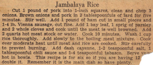 Jambalaya Rice Recipe Clipping
