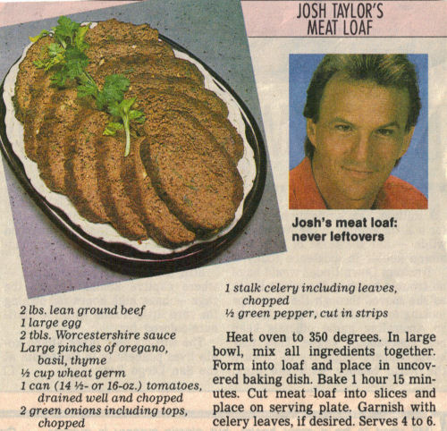 Josh Taylor's Meat Loaf Recipe Clipping