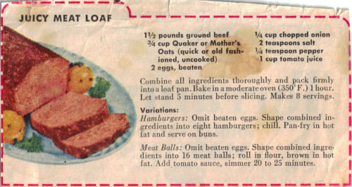 Juicy Meat Loaf Recipe Clipping