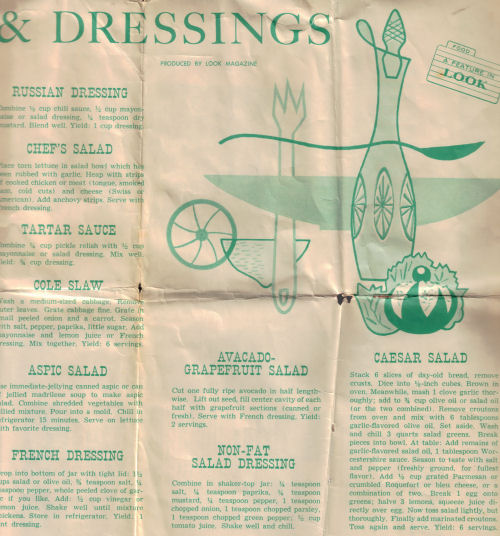 Vintage Salads & Dressings Recipe Sheet