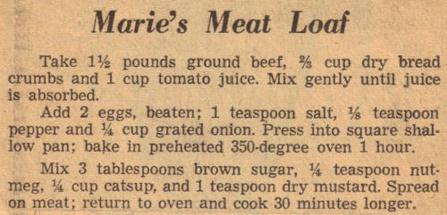 Marie's Meat Loaf Recipe