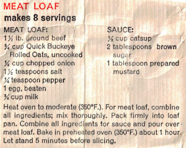 Meat Loaf Recipe Clipping