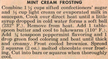 Mint Cream Frosting Recipe Clipping