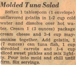 Molded Tuna Salad Recipe Clipping