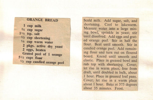 Recipe Clipping For Orange Bread