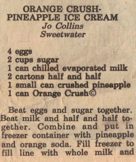 Orange Crush-Pineapple Ice Cream Recipe Clipping