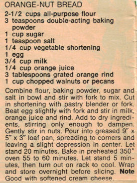 Recipe For Orange-Nut Bread