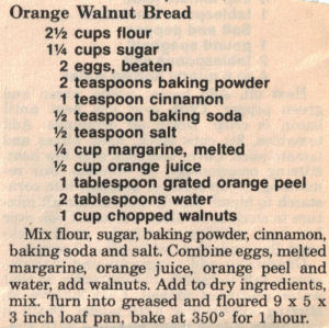 Recipe Clipping For Orange Walnut Bread