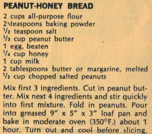 Recipe Clipping For Peanut-Honey Bread