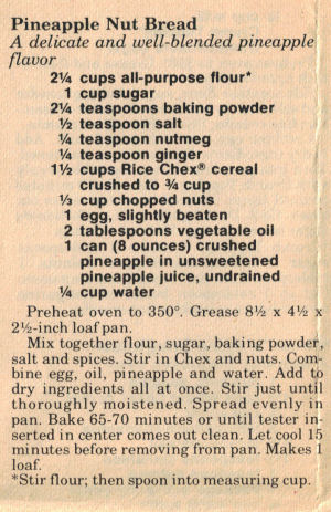 Vintage Pineapple Nut Bread Recipe Clipping