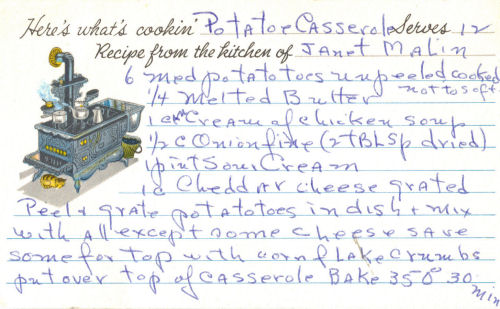 Potato Casserole Recipe Card