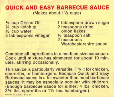 Quick & Easy Barbecue Sauce Recipe Clipping