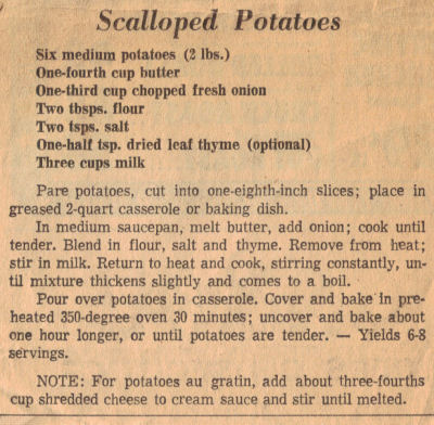 Recipe For Scalloped Potatoes