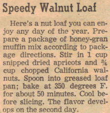 Recipe Clipping For Speedy Walnut Loaf