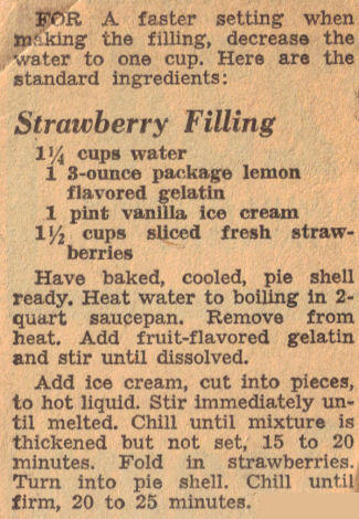 Strawberry Pie Filling Recipe Clipping