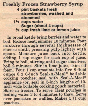 Recipe Clipping For Frozen Strawberry Syrup