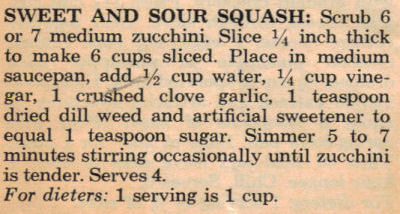 Recipe For Sweet & Sour Squash - Clipping