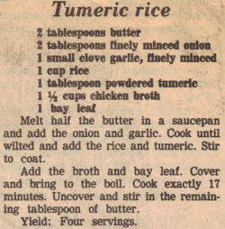 Turmeric Rice Recipe Clipping