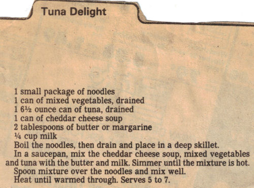 Tuna Delight Recipe Clipping