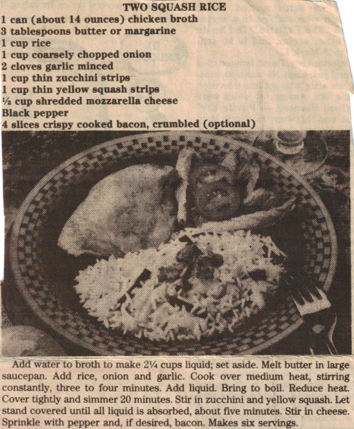 Two Squash Rice Recipe Clipping