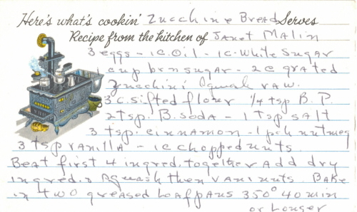 Zucchini Bread Recipe Card