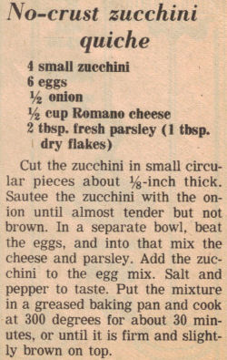 Recipe For Zucchini Quiche (Clipping)