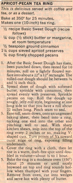 Recipe Clipping For Apricot-Pecan Tea Ring