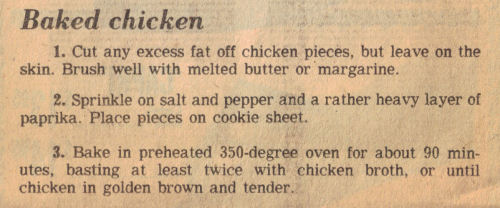 Recipe Clipping For Baked Chicken