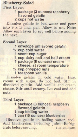 Recipe Clipping For 3-Layer Blueberry Salad
