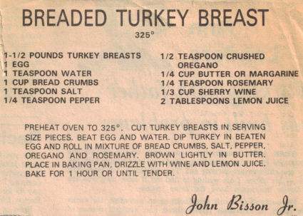 Recipe Clipping For Breaded Turkey Breast