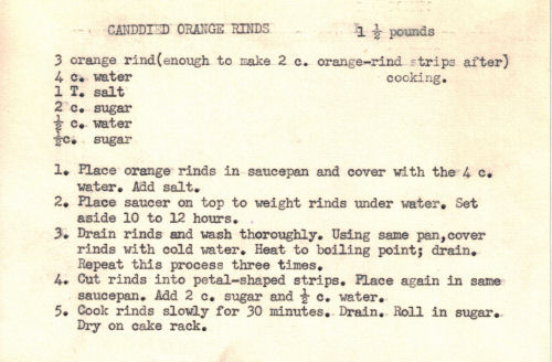 Candied Orange Rinds Recipe Card